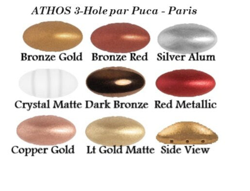 Athos® par Puca® - Paris, 3 Hole Oval Cabochon - 20x10x6mm, 8 color choices, Qty 2 of same color