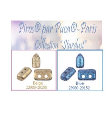 Piros Par Puca-Paris Stardust Collection, 2 Hole 2x5x3mm Czech Glass, 5 grams