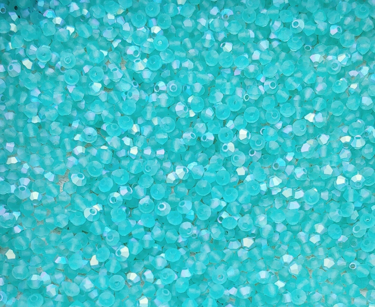 Preciosa 3mm, 4mm Crystal Bicone, Caribbean Sea AB Matte