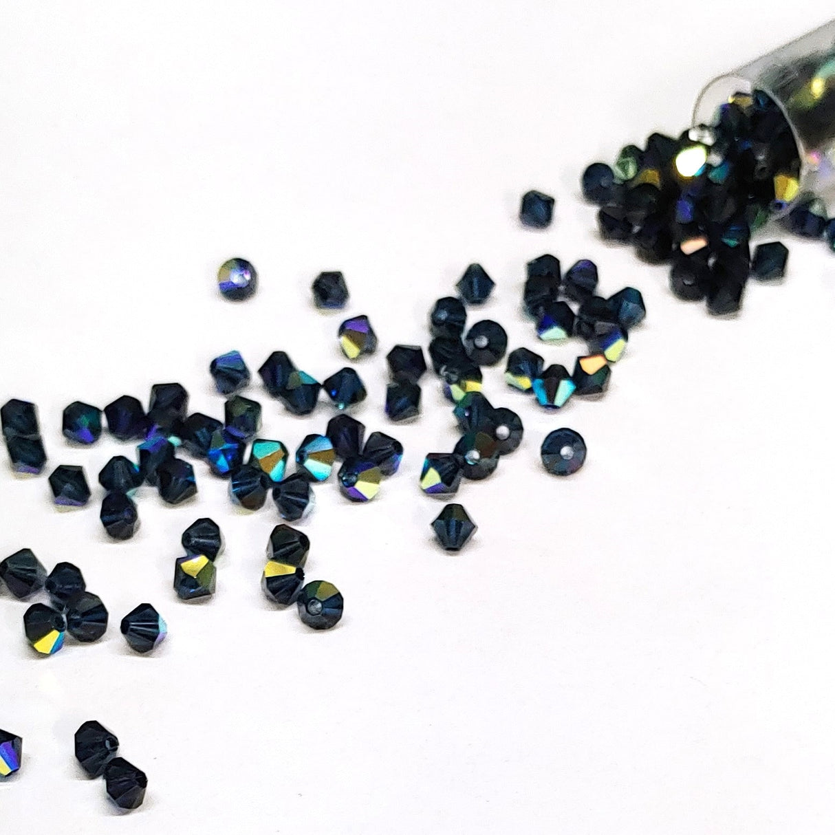 Preciosa 4mm Dark Indigo AB, Crystal Bicone - 36 pieces