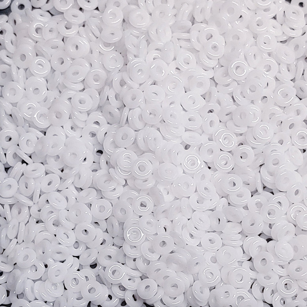 O Bead Chalk White, 1X4MM Czech Glass 03000, 5 grams or 10 grams