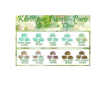 Kos par Puca Green Aqua Opal, 2-Hole 6X3MM Czech Glass, Choose a Color-10 Grams