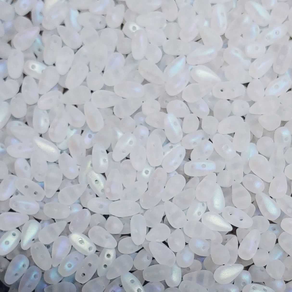 DropDuo Crystal Full AB Matted, 2-Hole Czech Glass 3x6MM, 00030-28773-50 Beads