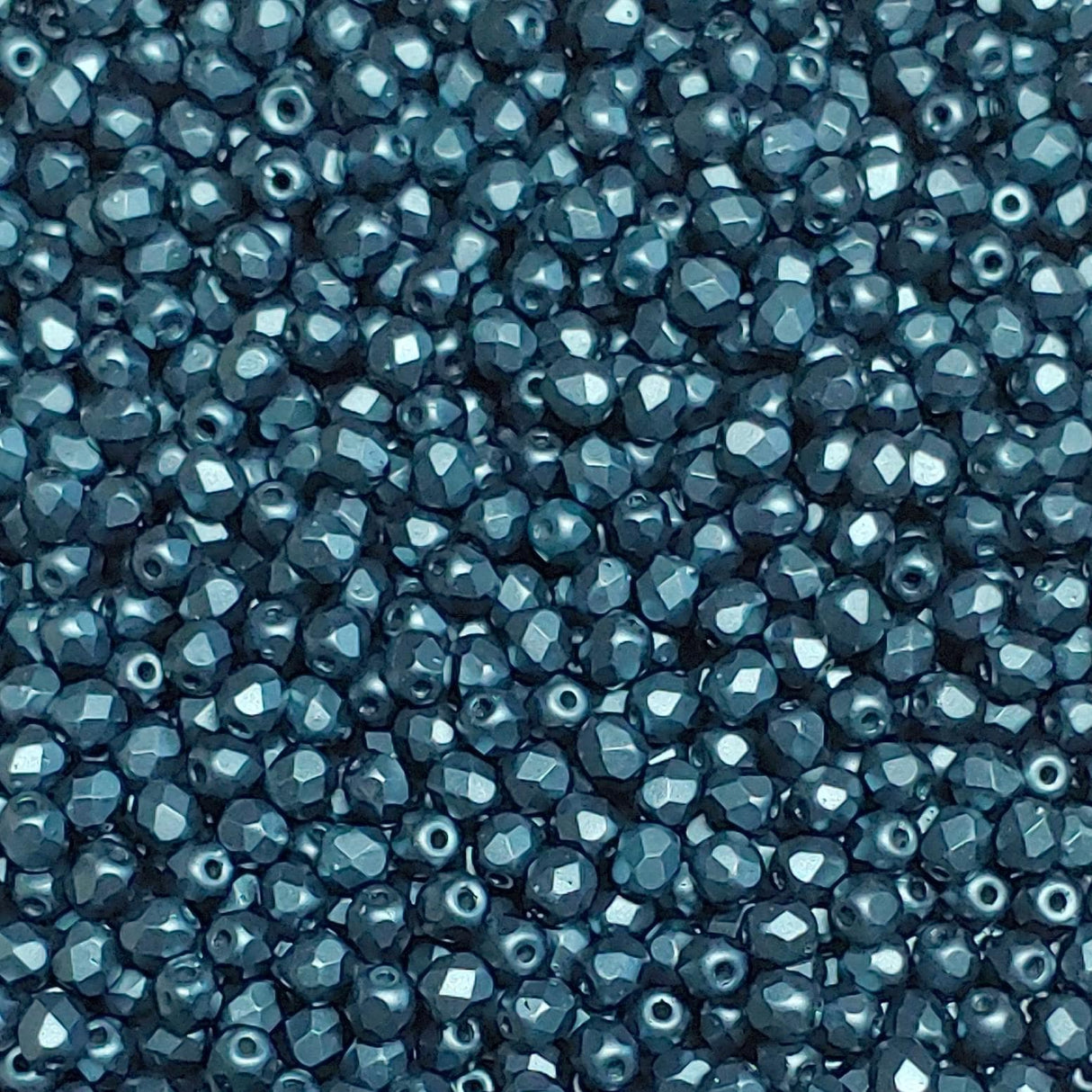 4mm Fire Polish Pastel Petrol, Czech glass faceted round bead, 25033-50 beads