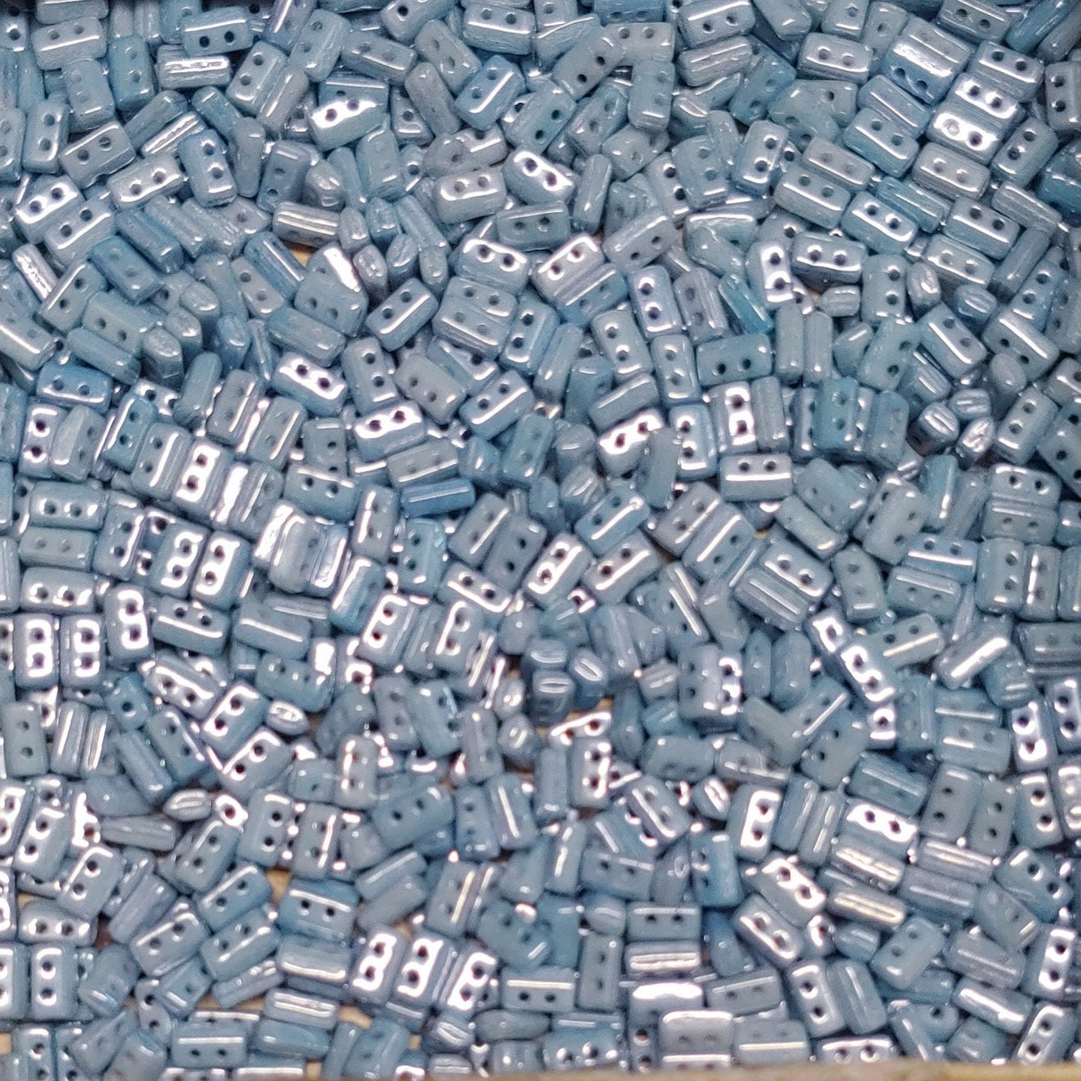 Piros Par Puca-Paris Opaque Blue Ceramic, 2-Hole Bead 2X5X3mm Czech Glass, 5 grams