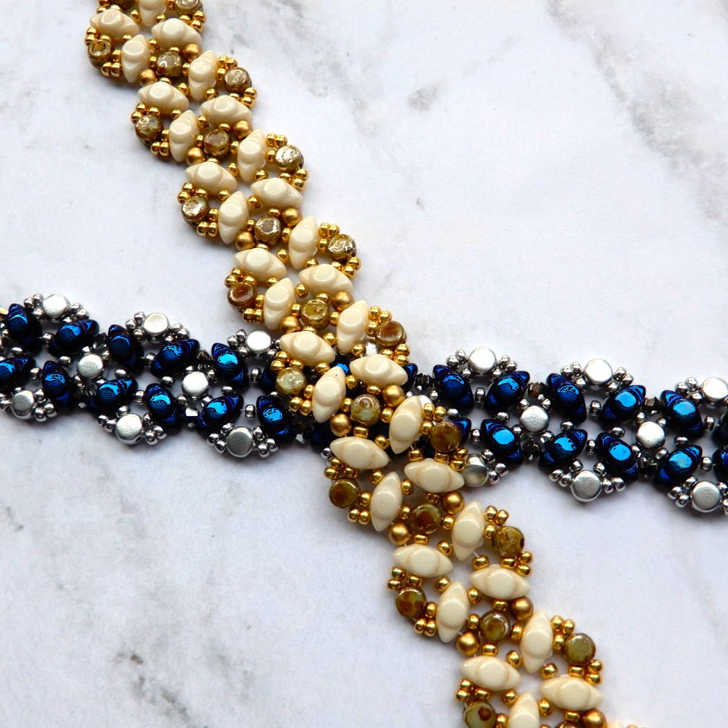 Volos Lace Bracelet beading tutorial made by Queen City Bead, PDF digital download pattern