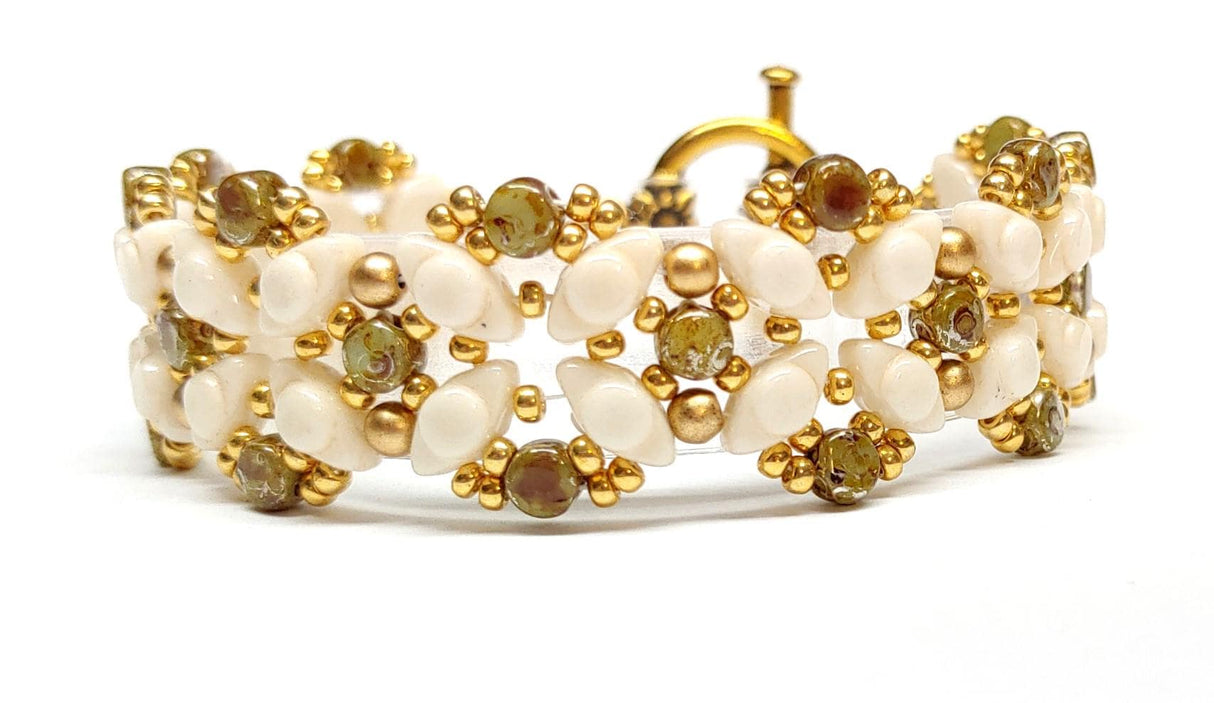 Volos Lace Bracelet beading tutorial made by Queen City Bead, PDF digital download pattern