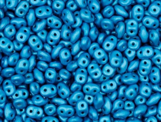 SuperDuo AluColour Sky Blue, 2-hole 2.5x5mm Czech Glass, 00030-33407-10 grams