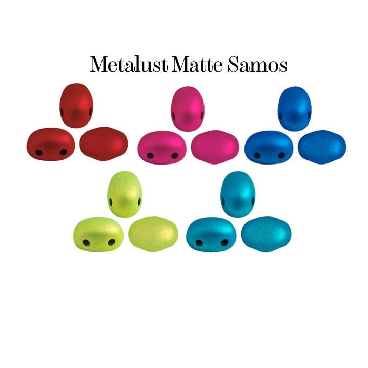 Samos® par Puca® Metalust Matte, 2 Hole 5x7mm Czech Glass, 30 beads-5 Color choices
