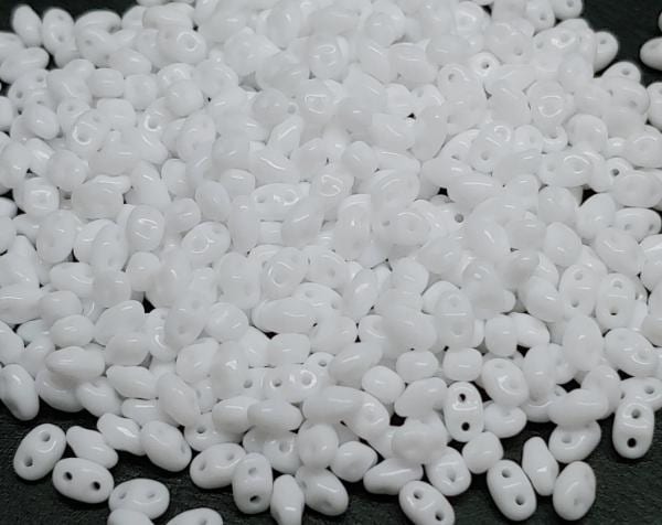 MiniDuo Chalk White, 2-Hole 2x4MM Czech Glass, 03000-10 Grams