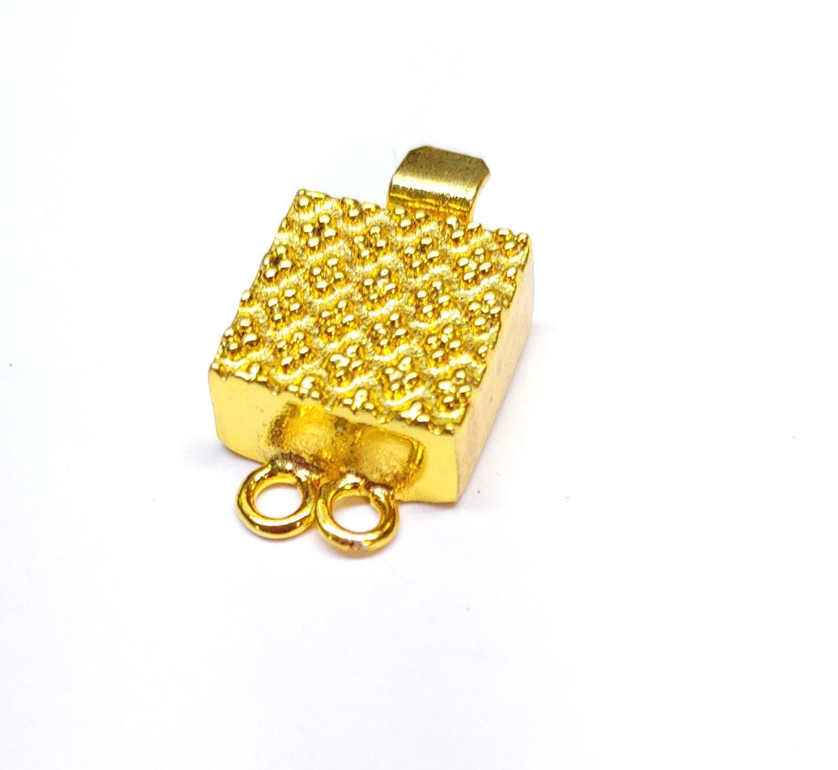 Square Multi Strand Box Clasp, 18K Gold Plated, 2 Strand Box Clasp, 23x14x7mm, Qty 1