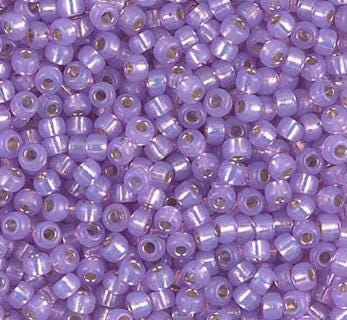 8/0 Dyed Lilac Silver Lined Alabaster, Miyuki Seed Bead 574