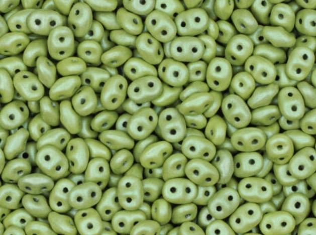 SuperDuo AluColour Linden Green, 2-hole 2.5x5mm Czech Glass, 00030-33409-10 grams