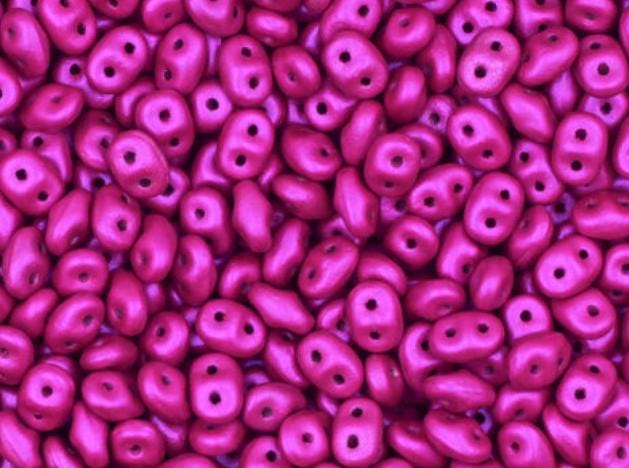 SuperDuo AluColour Magenta, 2-hole 2.5x5mm Czech Glass, 00030-33404-10 grams