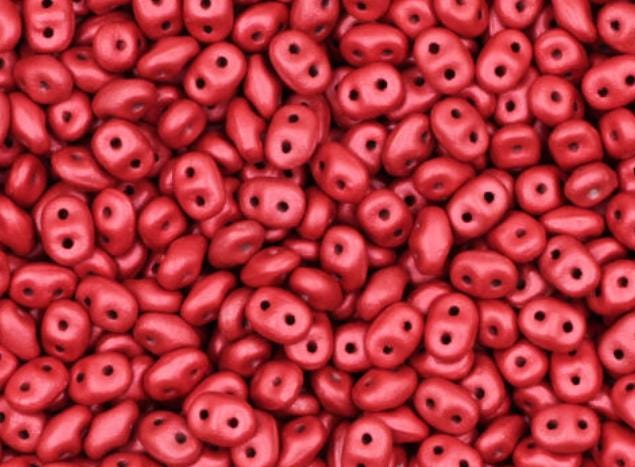 SuperDuo AluColour Scarlet Red, 2-hole 2.5x5mm Czech Glass, 00030-33401-10 grams