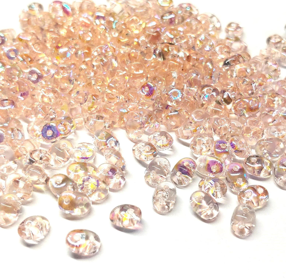 SuperDuo Rosaline AB, Czech Glass 2-hole bead 2.5mm x 5mm, 10 grams