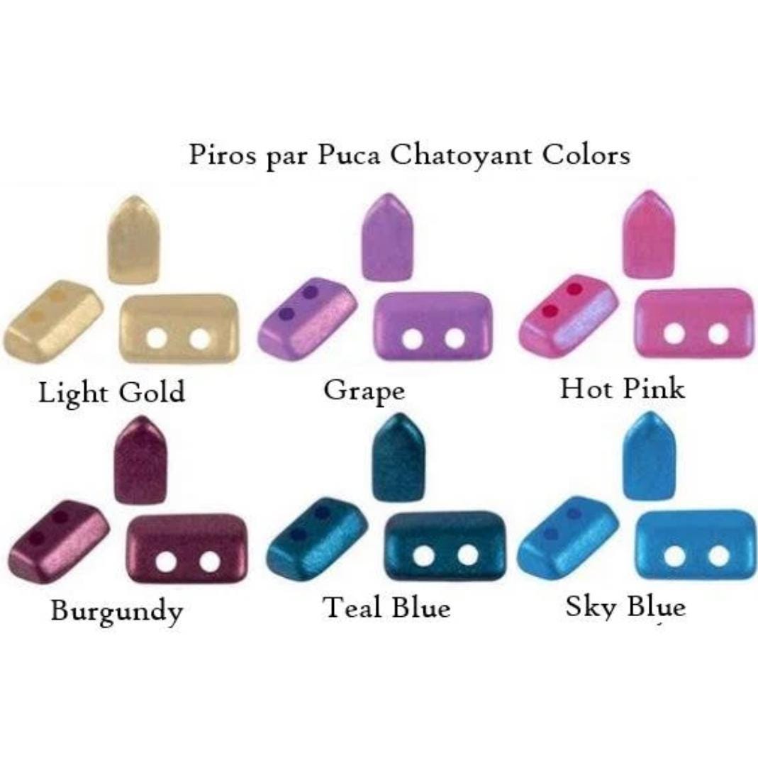 Piros Par Puca-Paris Chatoyant Colors, 2-Hole 2x3x5mm Czech Glass, 5 grams, Choose a color