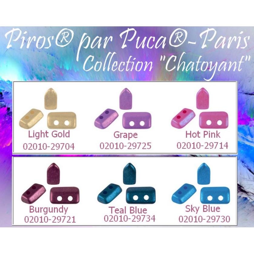 Piros Par Puca-Paris Chatoyant Colors, 2-Hole 2x3x5mm Czech Glass, 5 grams, Choose a color