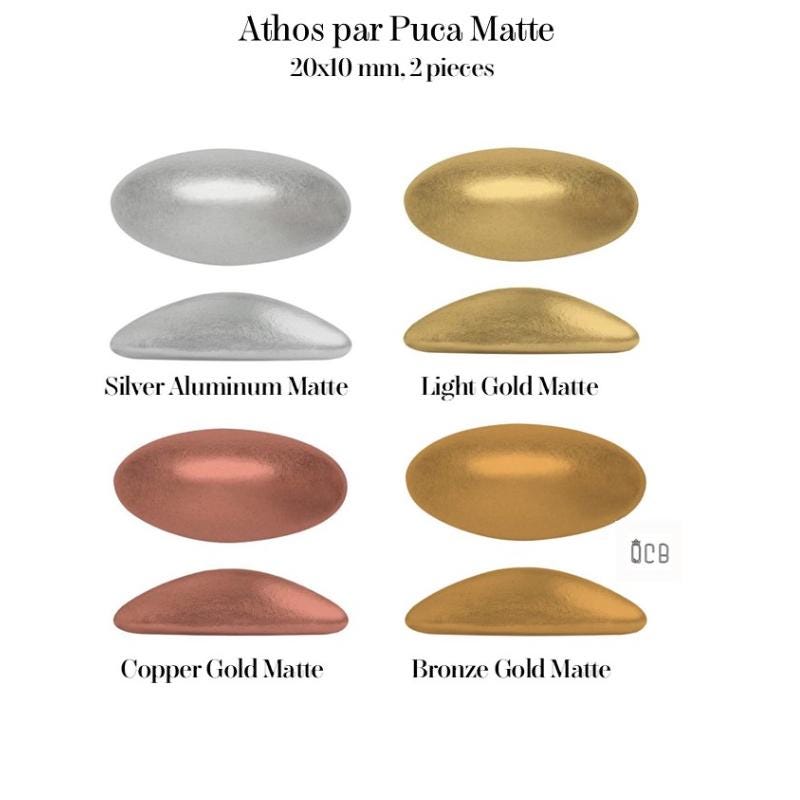 Athos Oval Cabochon - Matte, 20x10MM Czech Glass, Qty 2 Beads the same color, Choose a color