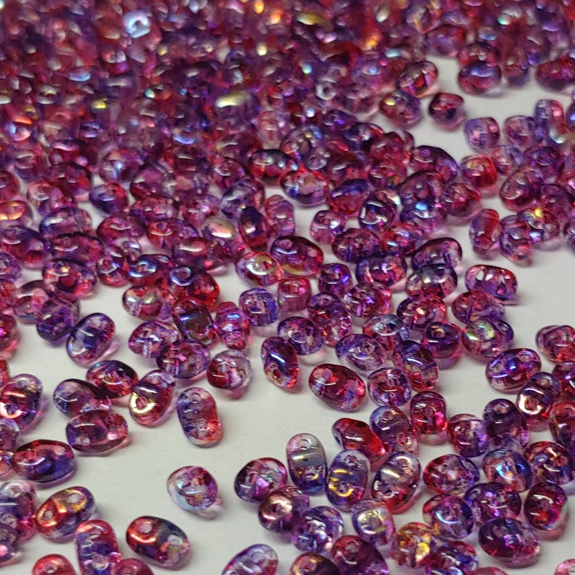 MiniDuo Summer Rainbow Light Violet, 2-Hole 2x4MM Czech Glass, 00030-48114-10 Grams