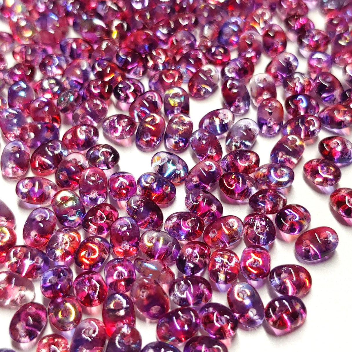 SuperDuo Summer Rainbow Lt Violet, Czech Glass 2-hole bead 2.5mm x 5mm-00030-48114