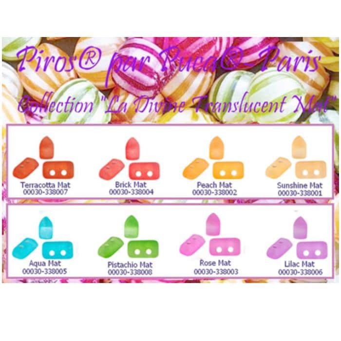 Piros par Puca Paris, La Divine Translucent Matte Collection, 2x5 mm Czech glass, 5 Grams