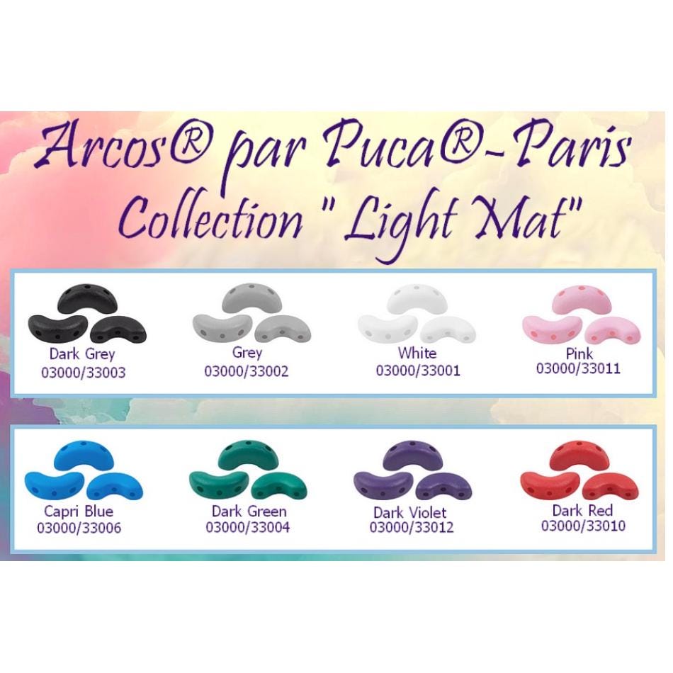 Arcos par Puca Light Matte Collection, 3-Hole 5X10MM Czech Glass, 30 Beads - Choose a Color