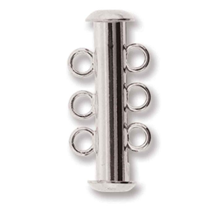 Slide Clasp 3 Strand Nickel-Free Silver Plated B112, Qty 2