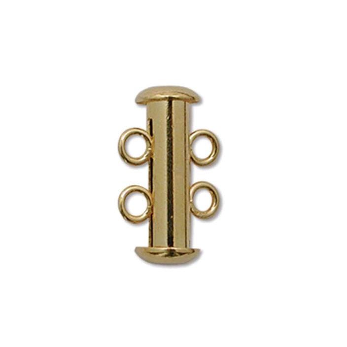Slide Clasp 2 Strand Nickel-Free Gold Plated A110, Qty 2