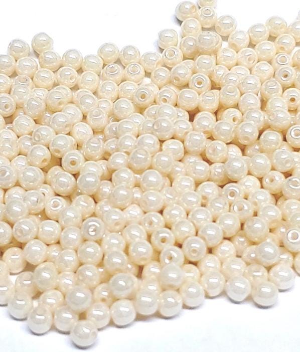 3mm Round Cream Luster Czech Glass Beads, 03000-14401