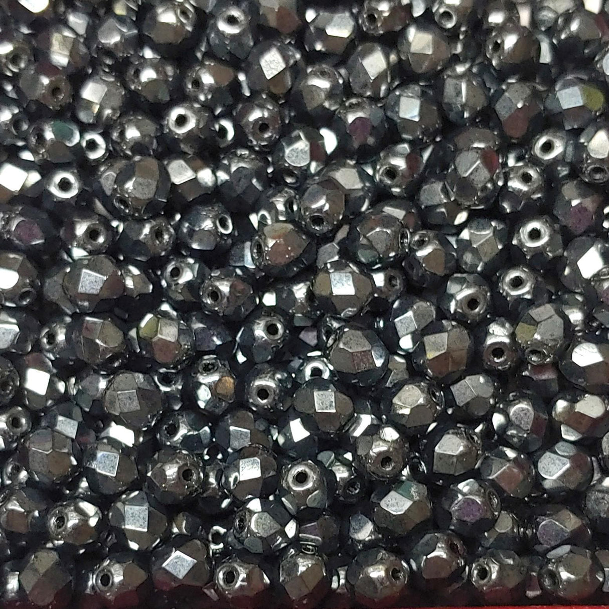 6mm Fire Polish Jet Hematite, Czech glass faceted round bead, 23980-14400-25 beads