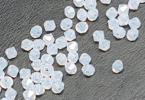 Preciosa 4mm White Opal, Crystal Bicone - 36 pieces