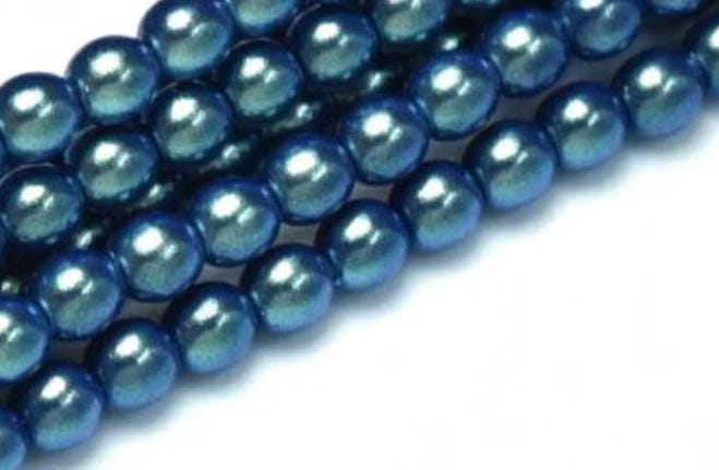 3mm, 4mm, 8mm Pearl Shell Dusk Blue, Round Glass Beads Pearl Shell,
