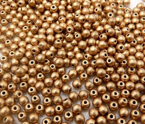 3mm Round Aztec Gold Czech Glass Beads, 01710