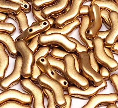 Bridge Bead Bronze Pale Gold, 3x12mm Czech Glass 3-Hole Bead, 01710-30 beads