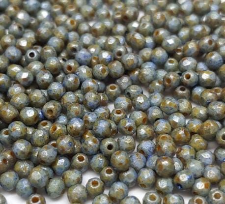 3mm Fire Polish Sage, Czech glass faceted bead, 65325