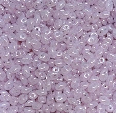 SuperDuo Milky Lavender, 2-Hole 2.5x5mm Czech Glass, L21310-8 grams