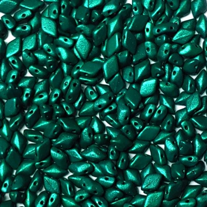 GemDuo Alucolour Emerald, 2-Hole Matubo Czech beads 8x5mm,00030-33406, 50 beads