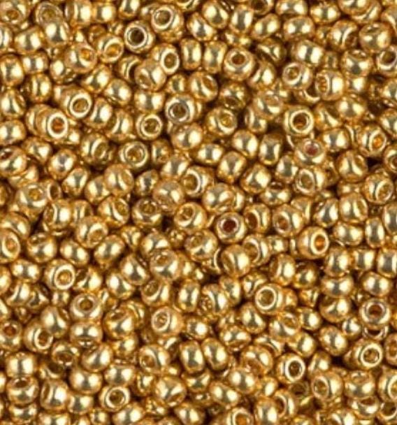 11/0 Duracoat Galvanized Miyuki Glass Seed Bead, Gold, 4202