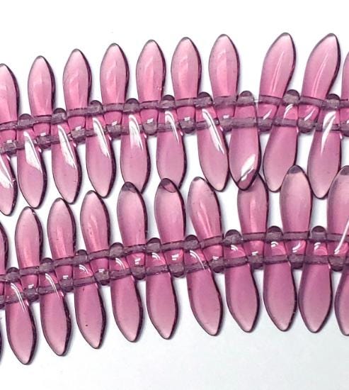Dagger Bead Amethyst, Czech GLass 5X16MM, 22006-25 beads