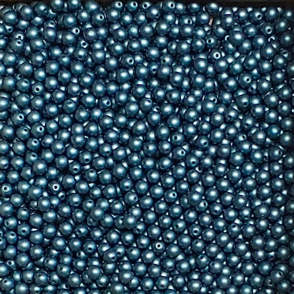 4mm Round Pastel Petrol, Czech Glass Beads, 25033 50 beads