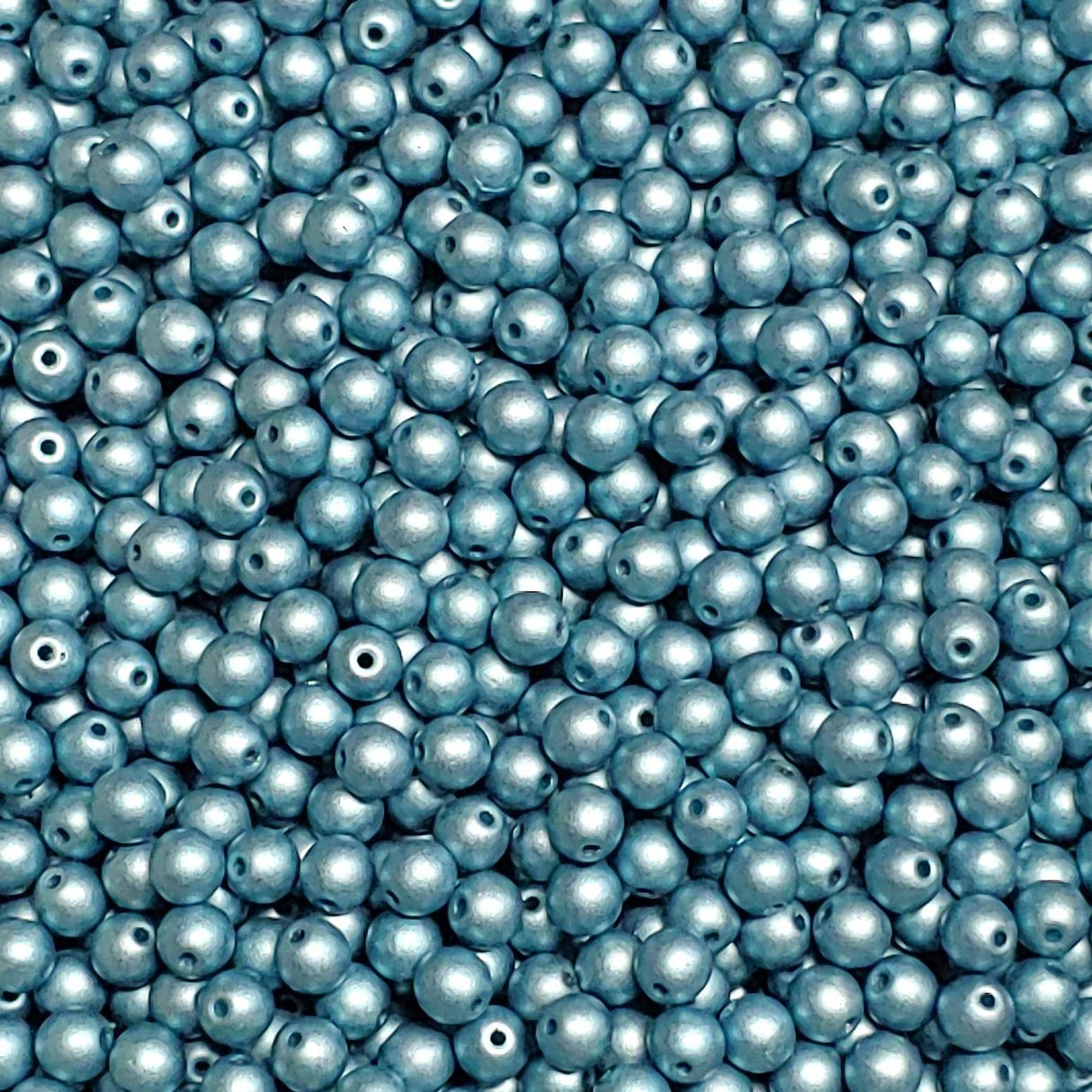 4mm Round Metallic Aqua, CzechGlass Beads, 29436-50 beads