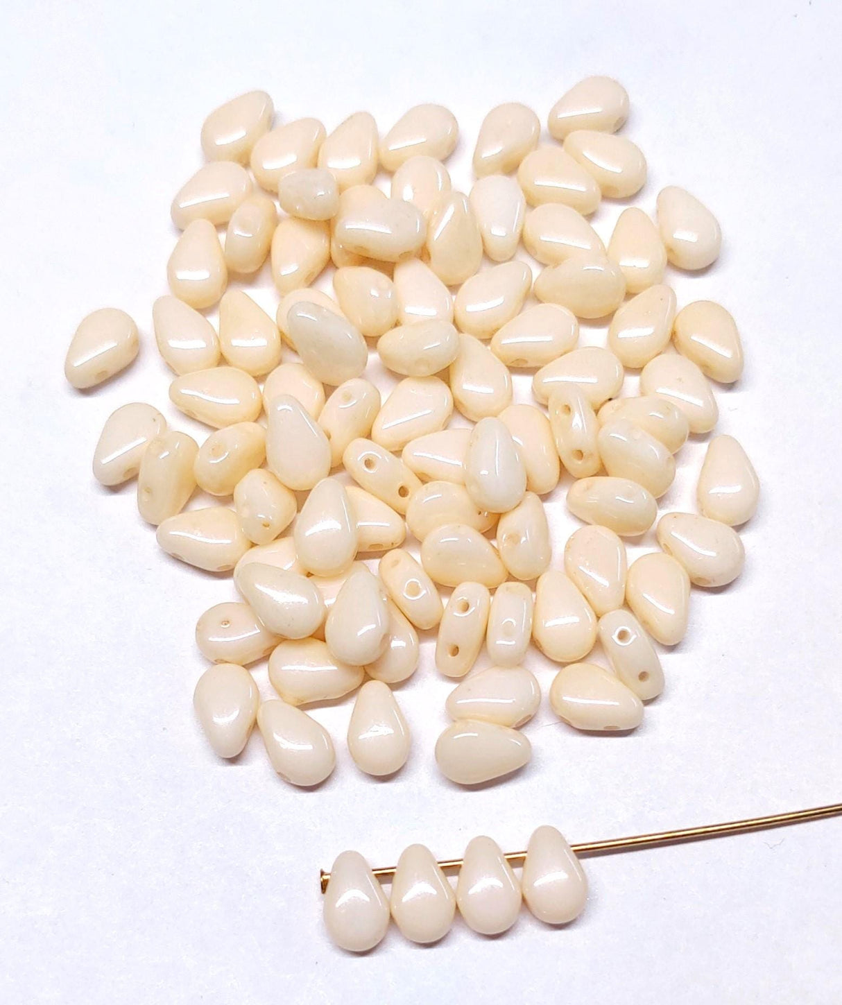 Round DropDuo Champagne Luster, 2-Hole Czech Glass 5x7MM, 14413-50 Beads