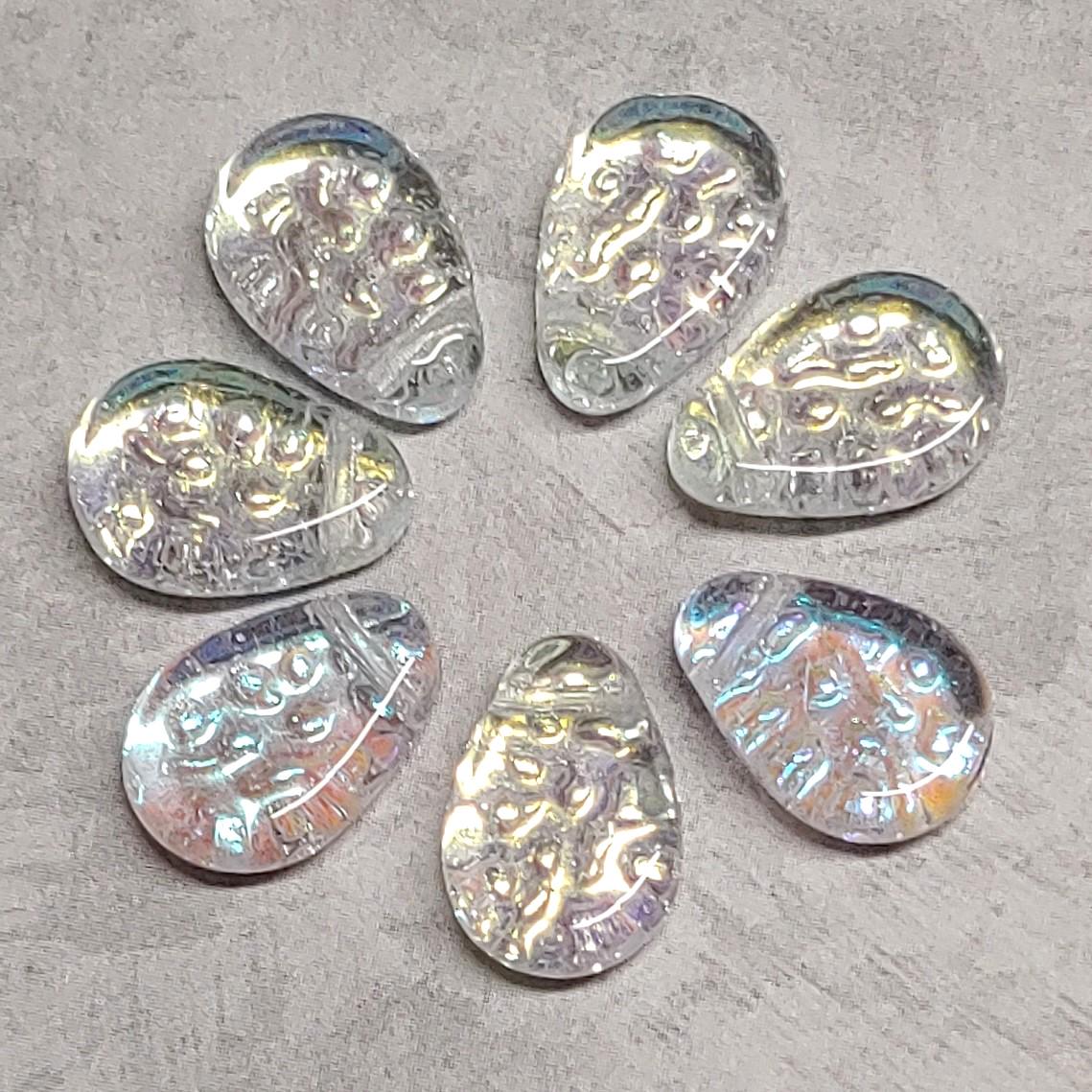 Teardrop Bead Flat Dimpled, Czech Glass 9x11mm, 30 beads