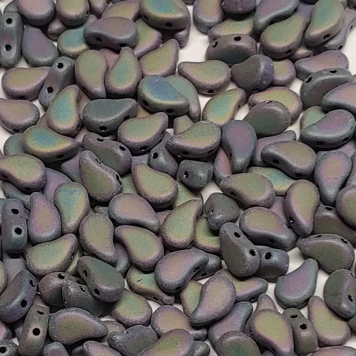 Paisley Duo Jet Red Iris Matte, 8x5MM 2 hole Czech Glass, 23980-21195, Qty 30 beads