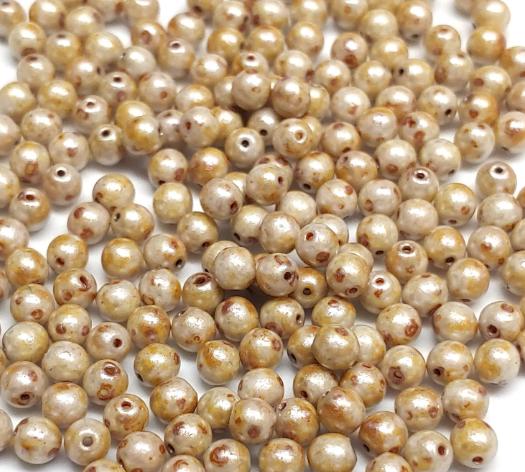 4mm Round Caraway, Czech Glass Beads, 50 beads