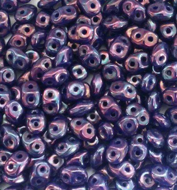 SuperDuo Nebula Royal Blue, 2.5x5mm Czech glass, DU0533050-15001, 10 grams