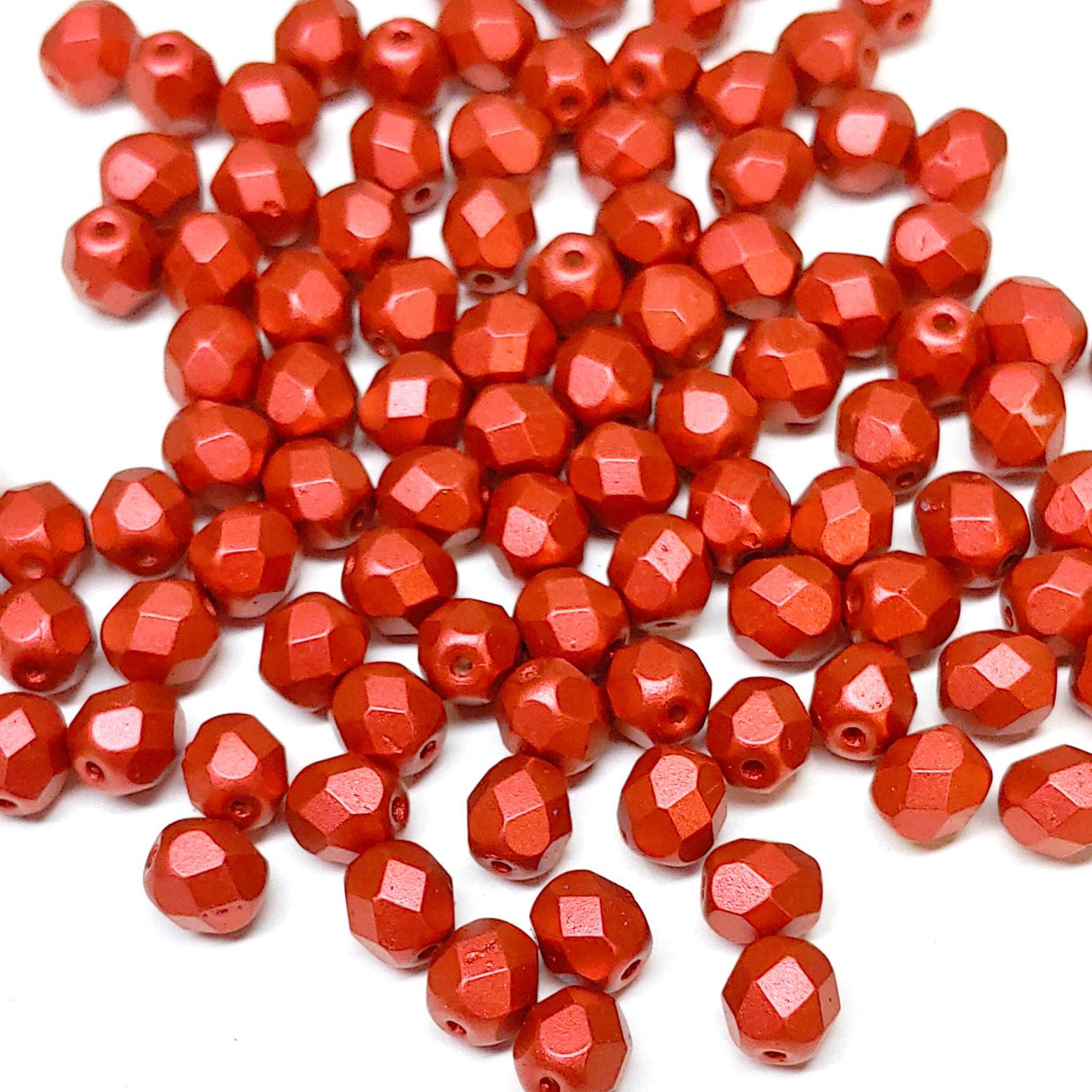 6mm Fire Polish Lava Red, Czech glass faceted round bead, 03000-01890-25 beads