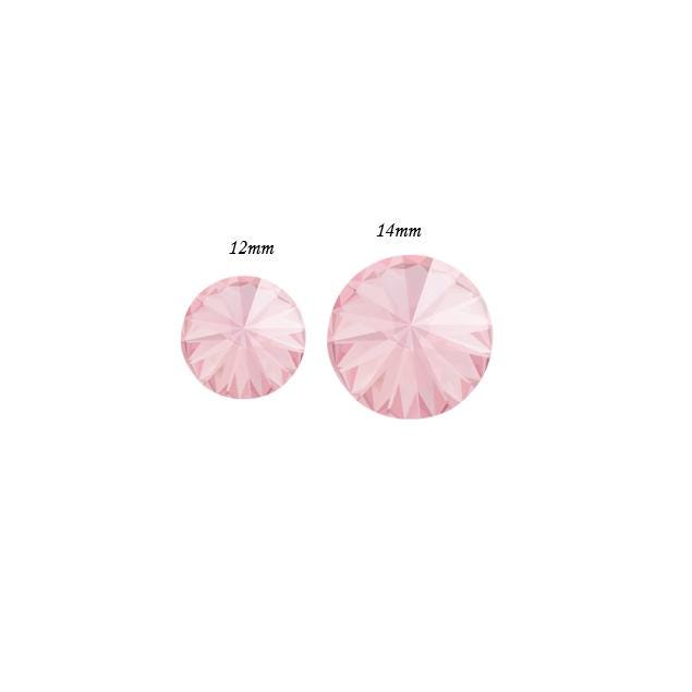 Preciosa 12mm or 14mm Maxima Light Rose Rivoli, Foiled Back-1