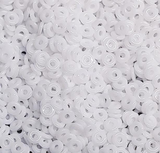 O Bead Chalk White, 1X4MM Czech Glass 03000, 5 grams or 10 grams